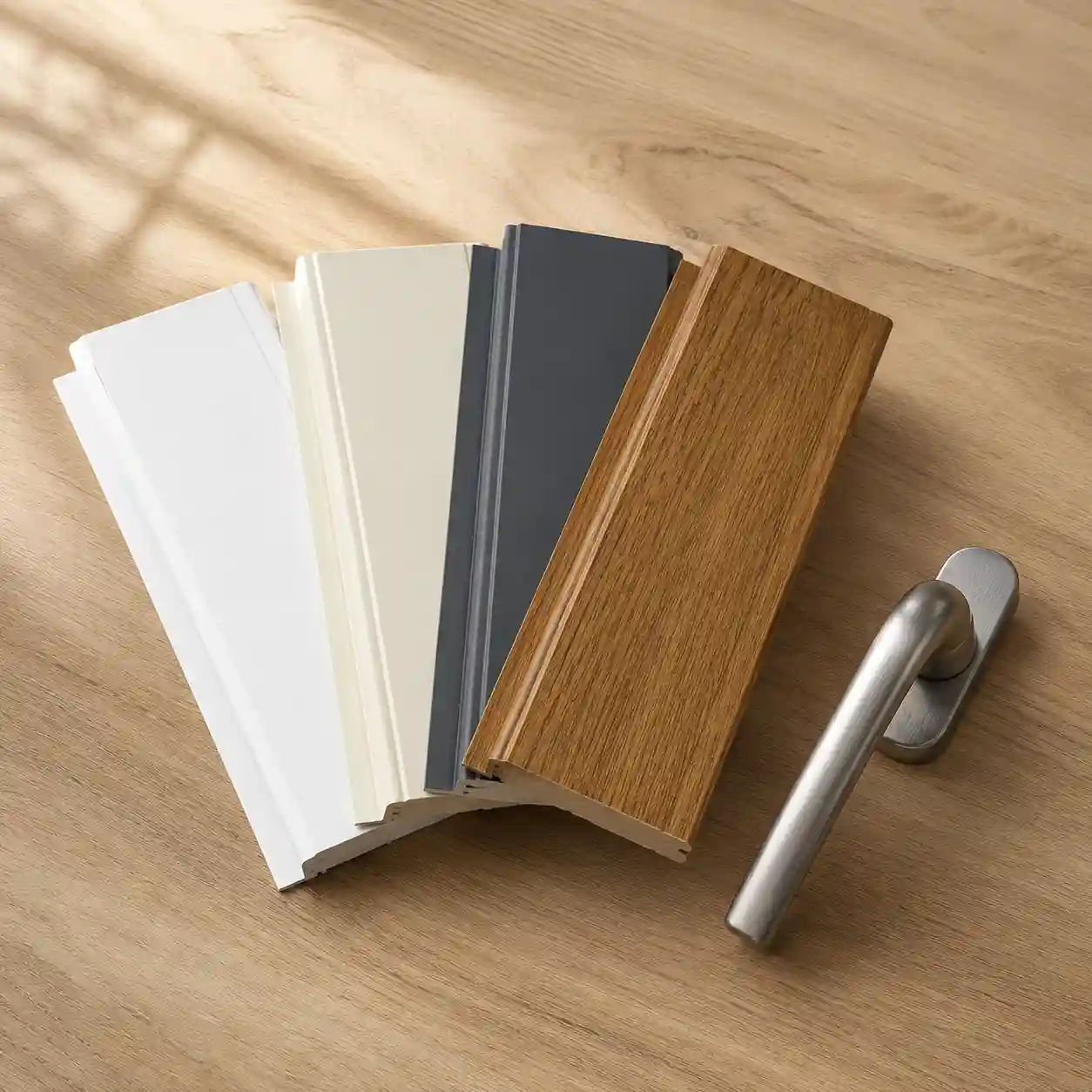 Farbmuster fuer Fensterrahmen in Weiss und Anthrazit von ecowindow