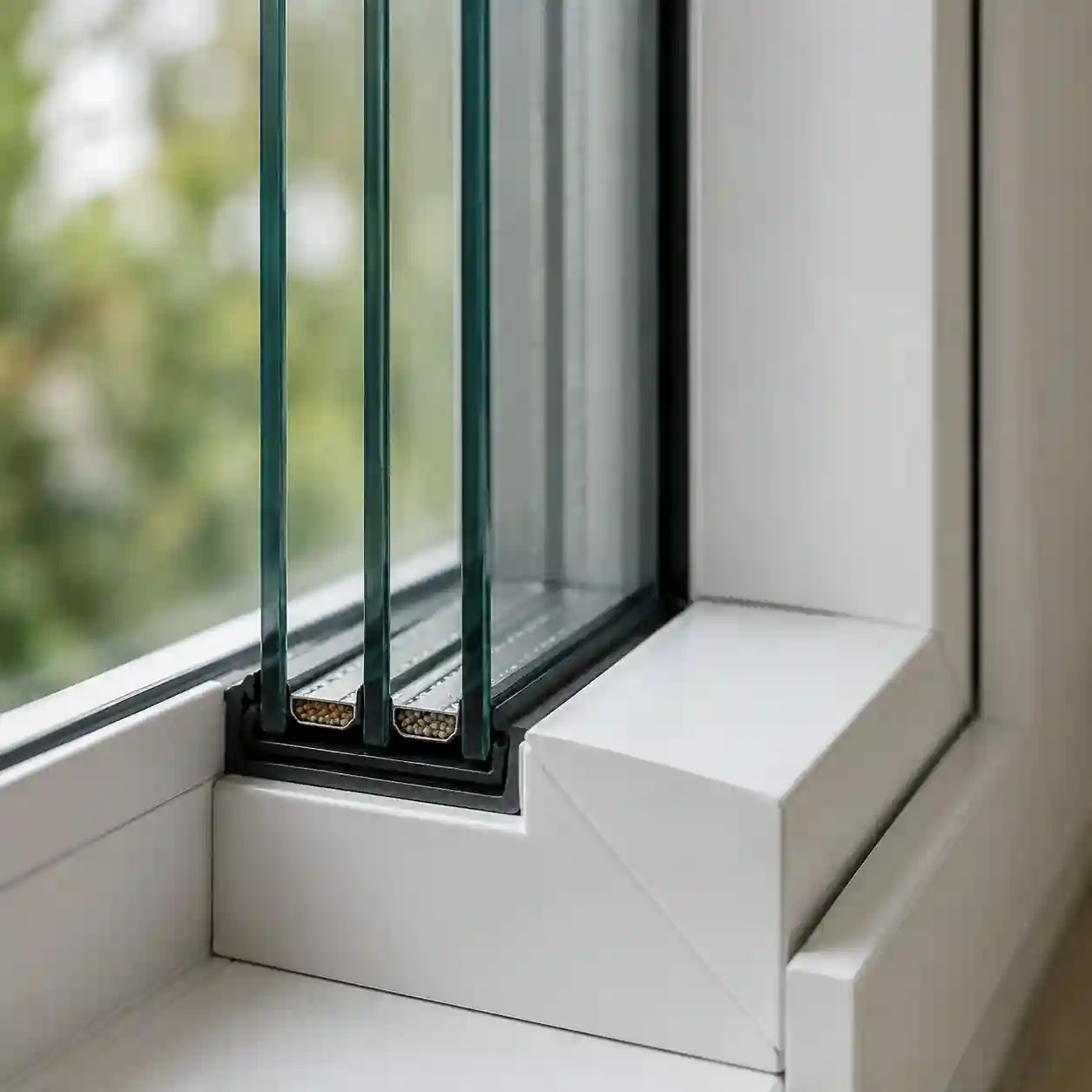 Schnitt durch die Verglasung eines Zimmerfensters von ecowindow