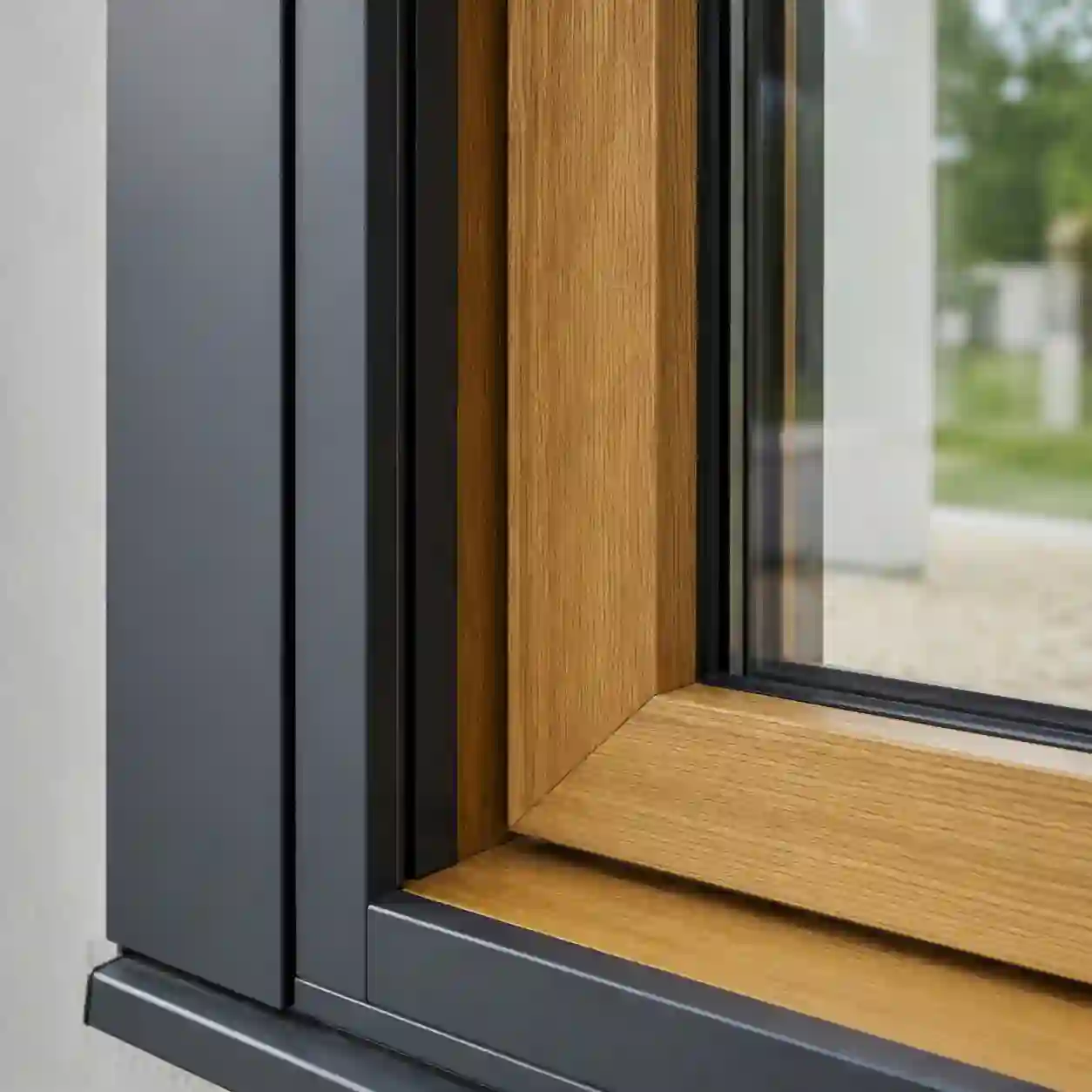Modernes Holz-Aluminium-Fenster mit Holz innen und Aluschale aussen von ecowindow