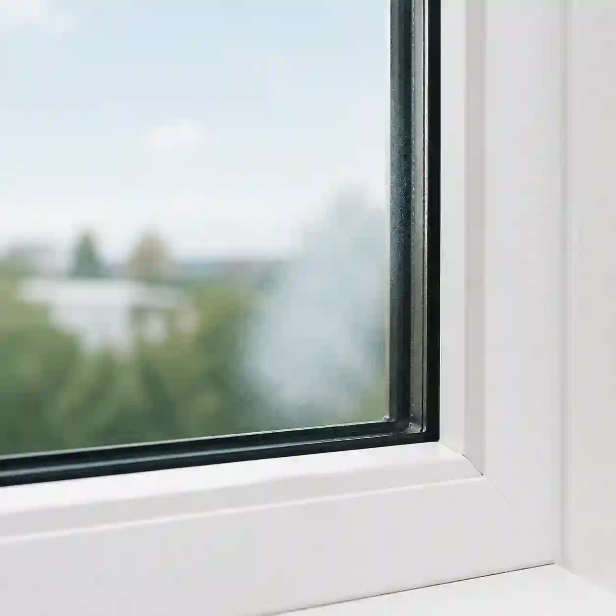 Altes Thermopenfenster mit Holzrahmen und Aluminium-Abstandhalter im Bestandsgebaeude von ecowindow