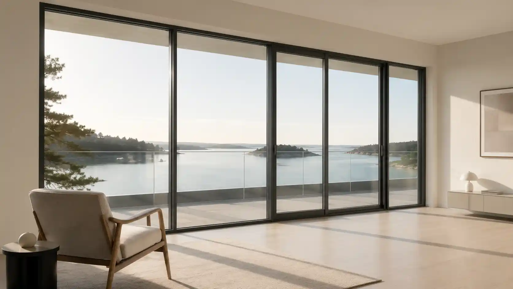 Bodentiefes Balkonfenster in Anthrazit mit schlankem Rahmen von ecowindow