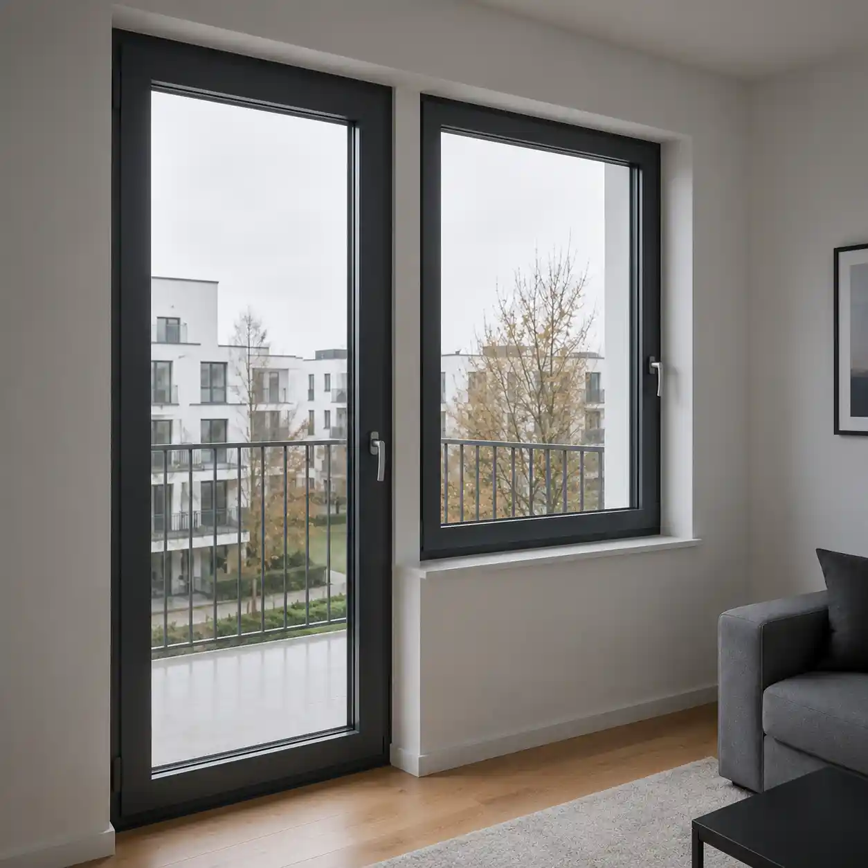 Balkonfenster mit Balkontür gekoppelt als einheitliches Element von ecowindow
