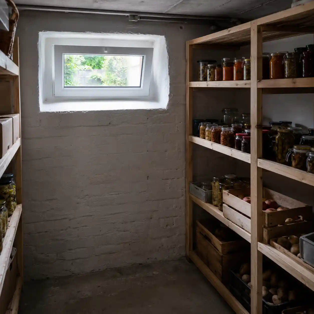 Unbeheizter Abstellraum im Keller mit neuem Kunststofffenster von ecowindow