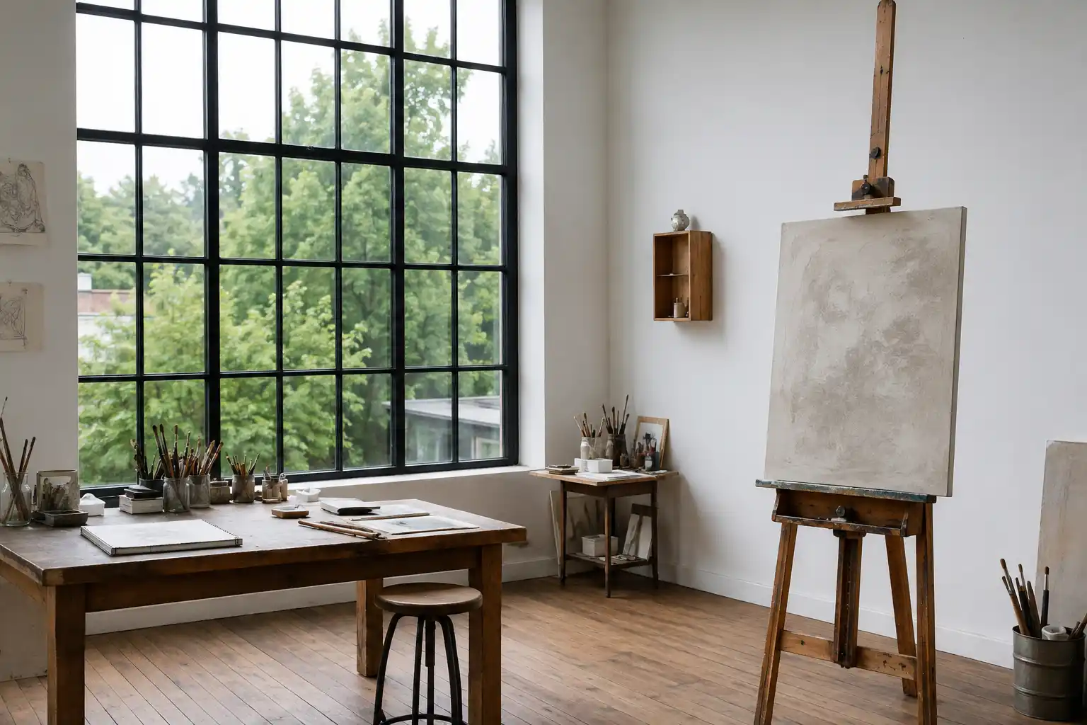 Industriefenster im Atelier Atelier mit raumhohem Industriefenster und gleichmäßigem Tageslicht von ecowindow