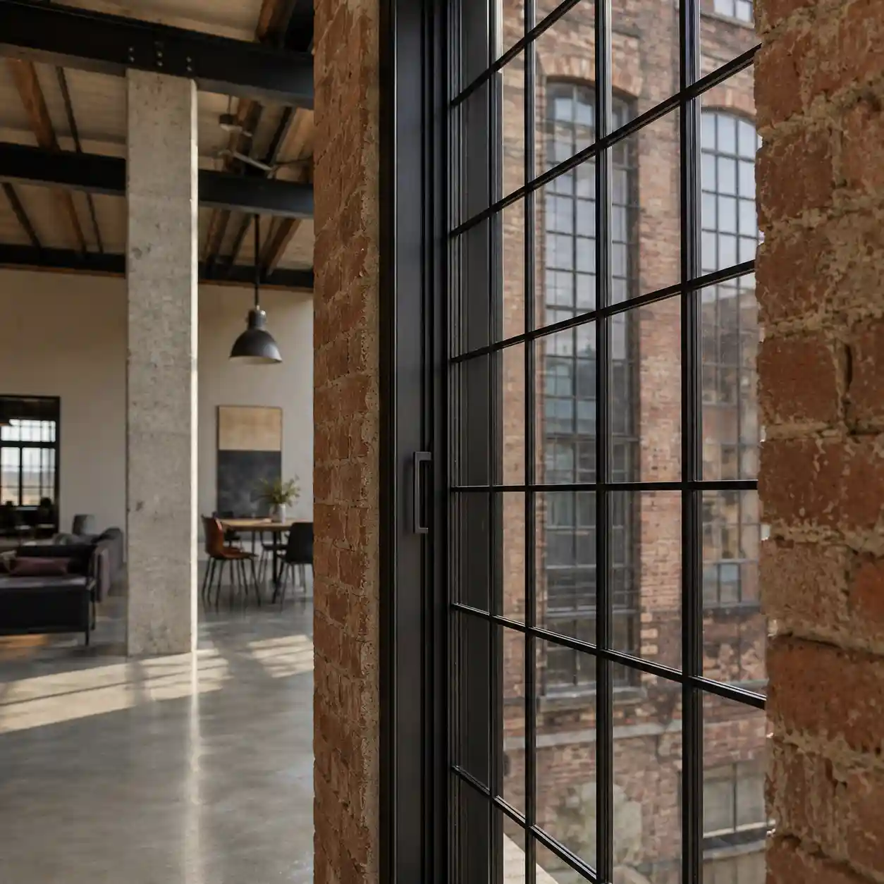 Industriefenster aus Aluminium Industriefenster aus Aluminium mit schmalem schwarzen Profil von ecowindow