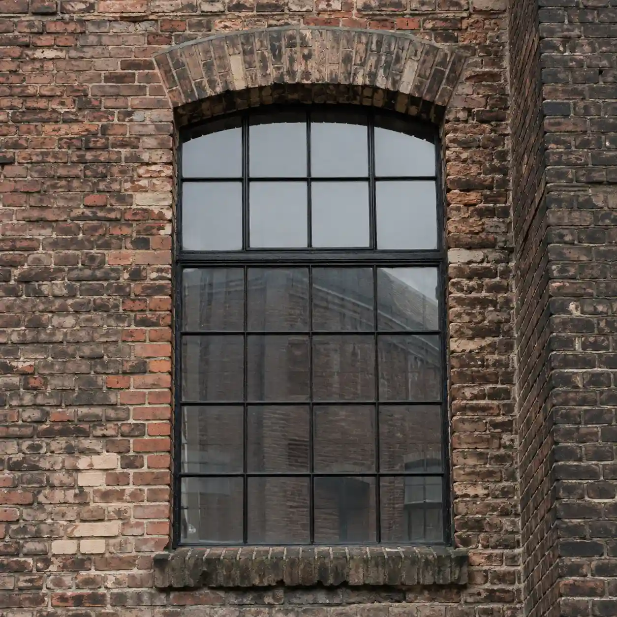 Loftfenster aus Stahl mit sehr schmalen Profilen an einer historischen Fassade