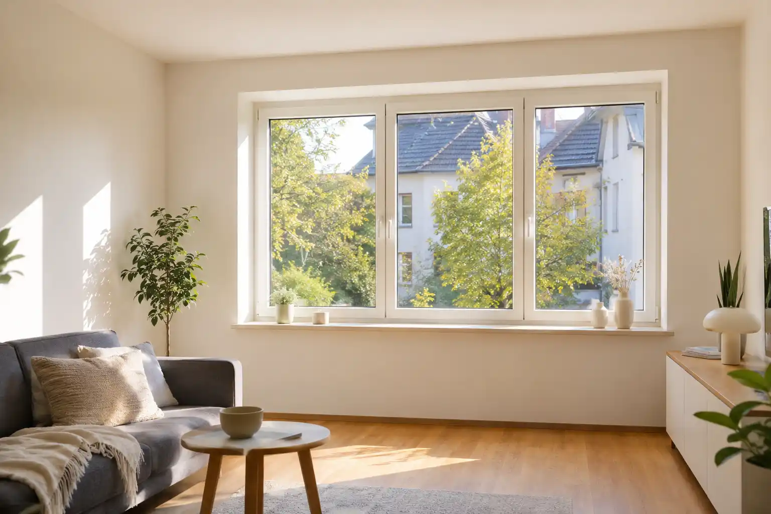 Neues Fenster mit Montage von ecowindow im Wohnzimmer
