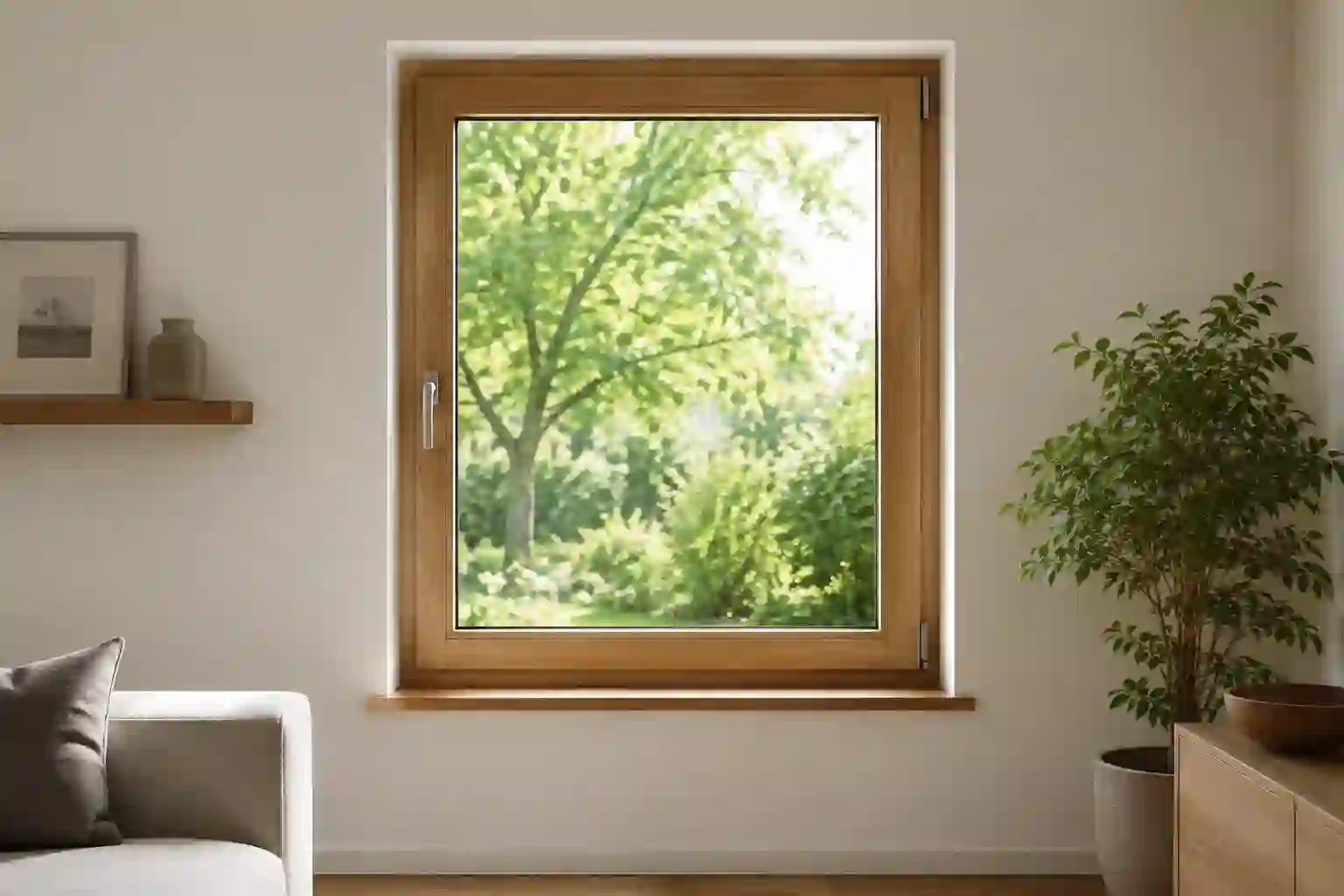 Weisses Holzfenster mit Sprossen von ecowindow