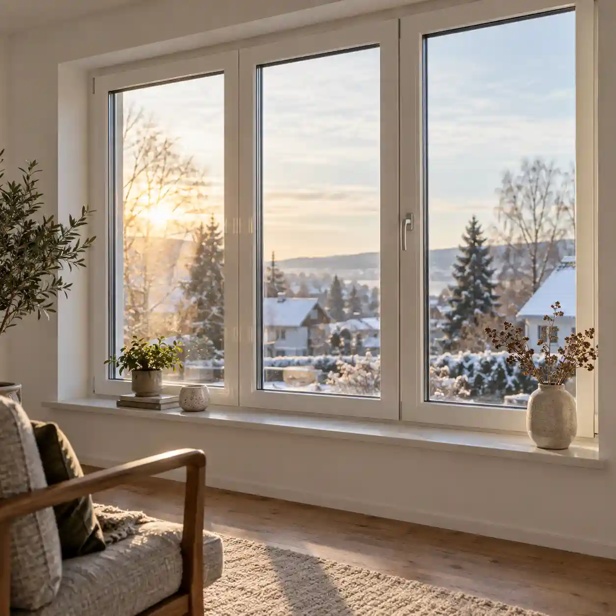 Wärmeschutzfenster mit Dreifachverglasung im Wohnhaus von ecowindow