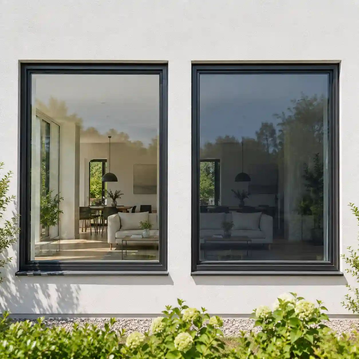 Schichtaufbau von thermochromem Glas als Verbundglas mit Funktionsschicht bei ecowindow