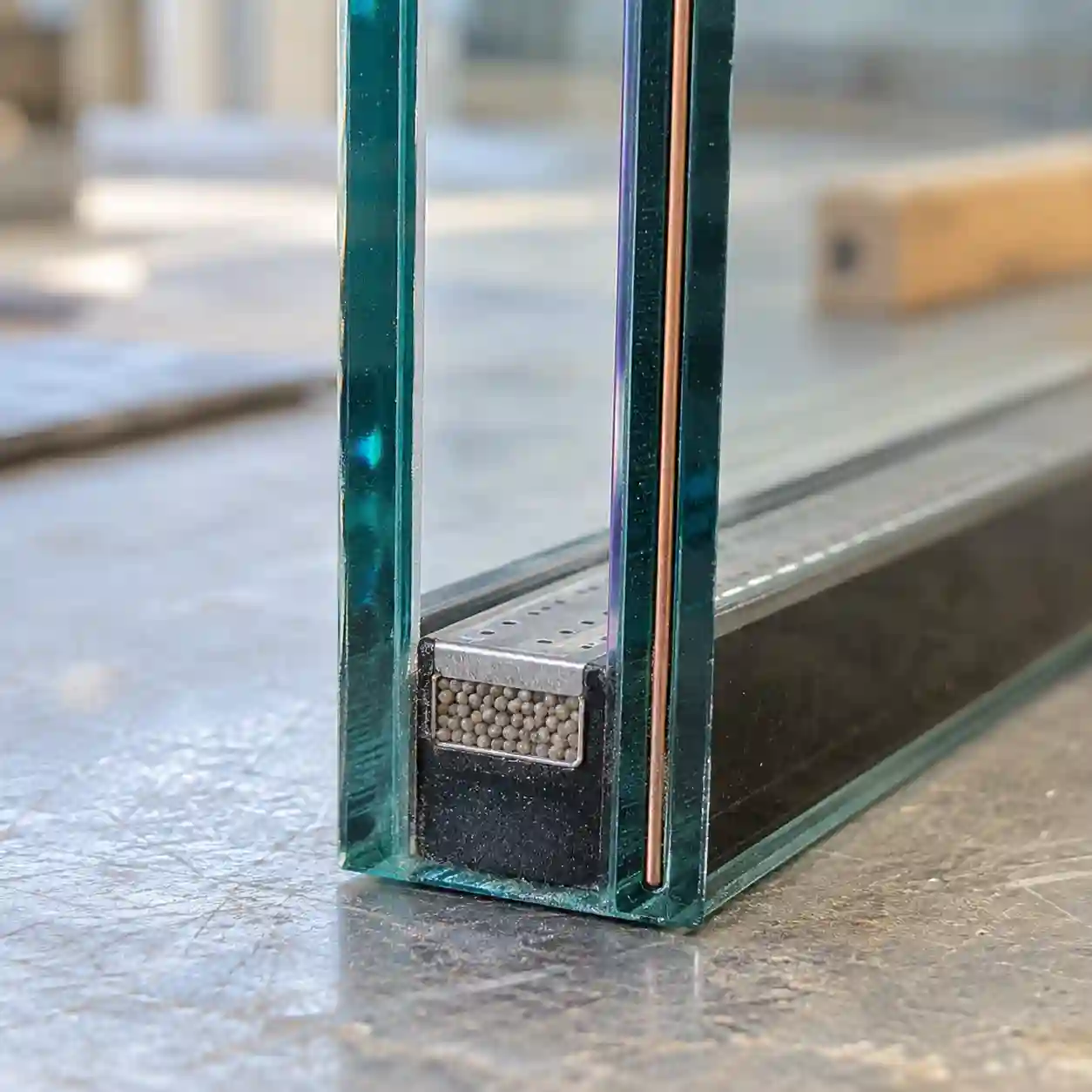Schichtaufbau von elektrochromem Glas mit Oxidbeschichtung und Elektroden bei ecowindow