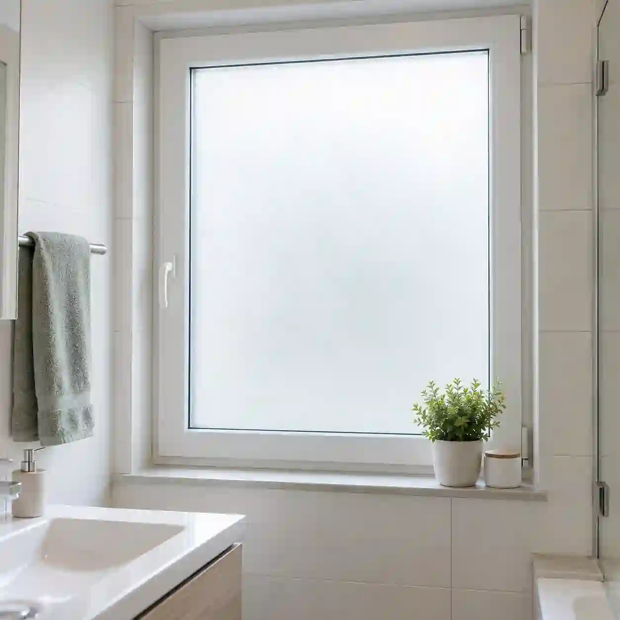 Fenster mit Sichtschutzglas in einem Badezimmer von ecowindow