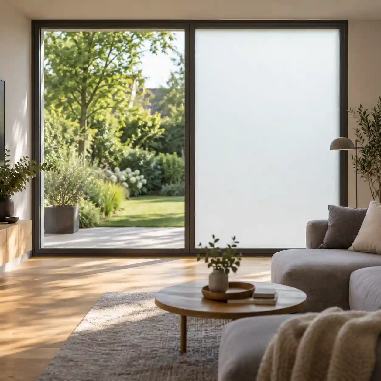 Intelligentes Glas als schaltbare Fensterscheibe im Wohnraum von ecowindow