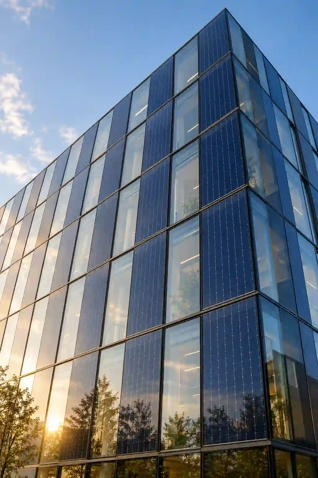 Glasfassade mit integrierter Photovoltaik als intelligentes Glas der Zukunft bei ecowindow