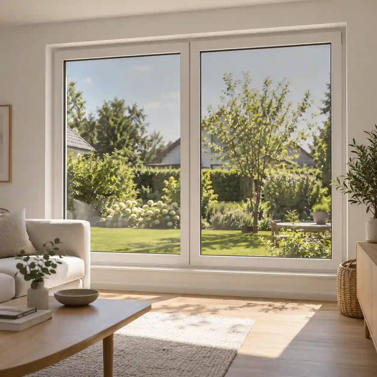 Fenster mit photochromem Glas in leicht getönter Stufe in einem Wohnraum von ecowindow