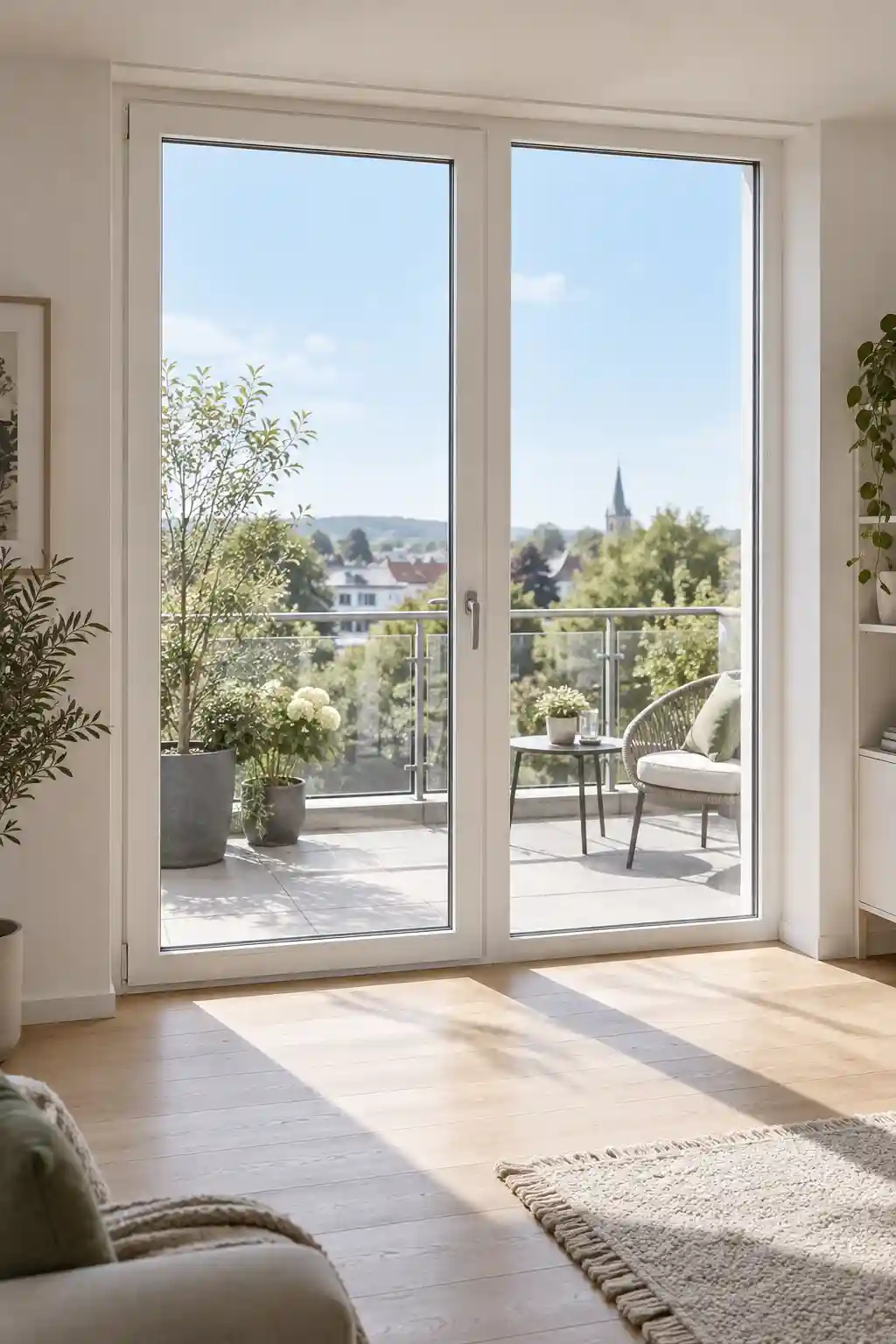 Balkontür mit festem Seitenteil in einer Berliner Wohnung von ecowindow