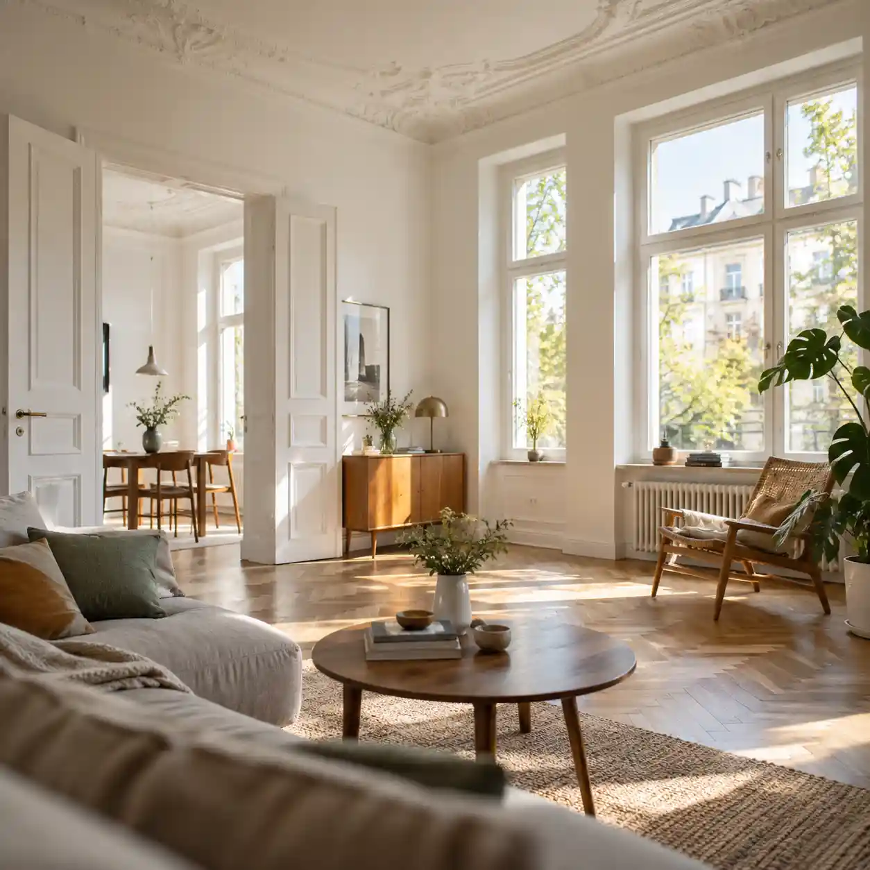 Neue Fenster nach der Sanierung in einer Berliner Altbauwohnung von ecowindow