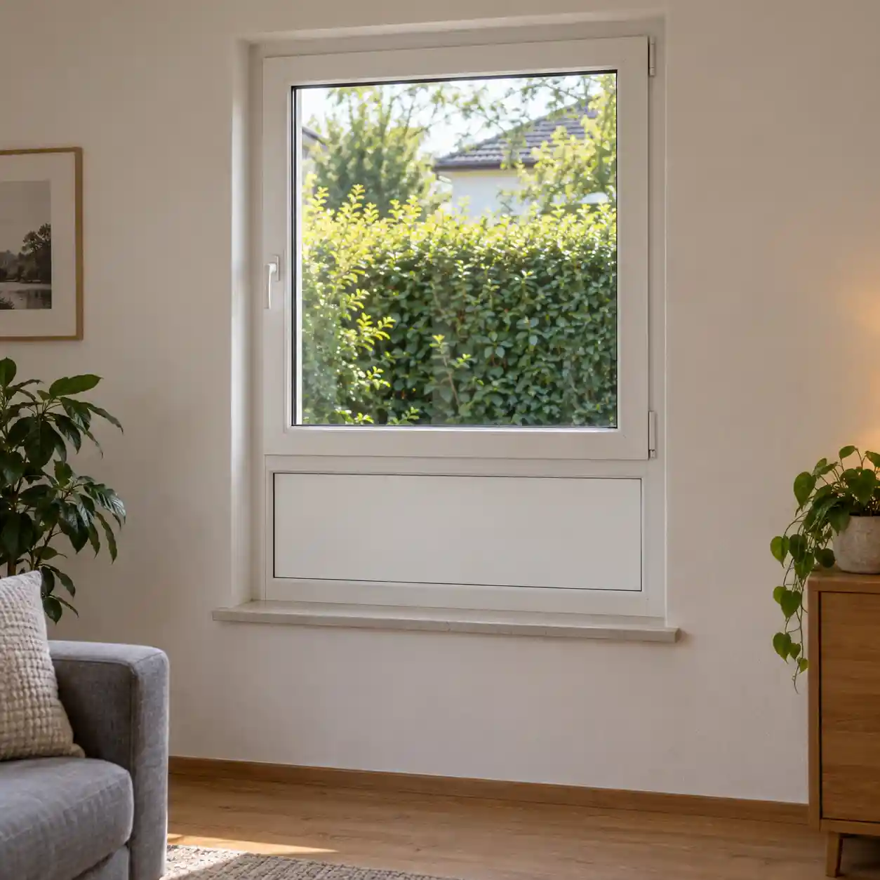 Fenster mit Sandwichplatte Fenster mit Sandwichplatte im unteren Flügel von ecowindow