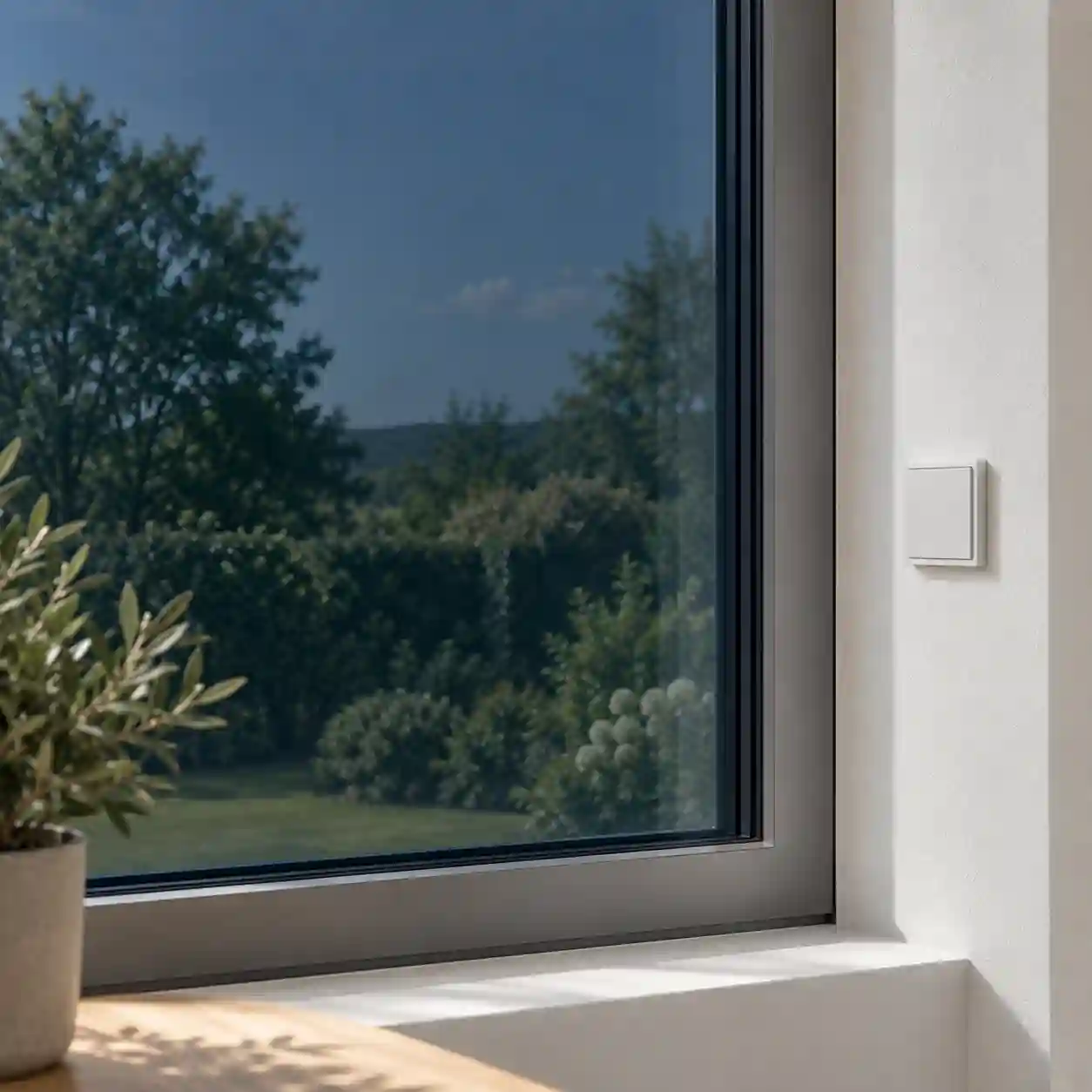 Fenster mit elektrochromem Glas in getönter Stufe von ecowindow