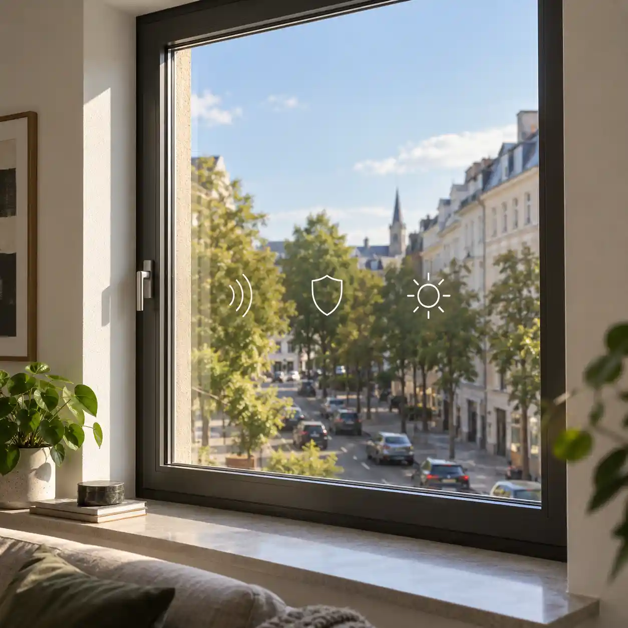 Aufbau eines Multifunktionsglases mit Verbundscheibe, Scheibenzwischenraum und Beschichtung bei ecowindow