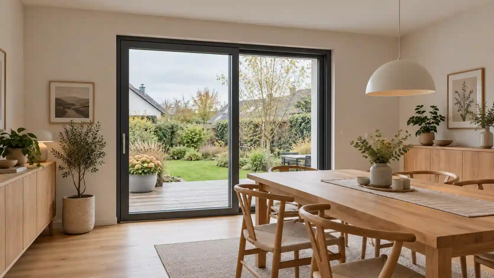 Hebeschiebetuer 200 x 220 cm in gaengiger Groesse in einem Einfamilienhaus von ecowindow